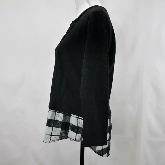 Black Rain  Black/White V Round Blouse Peplum XL - Picture 2 of 4